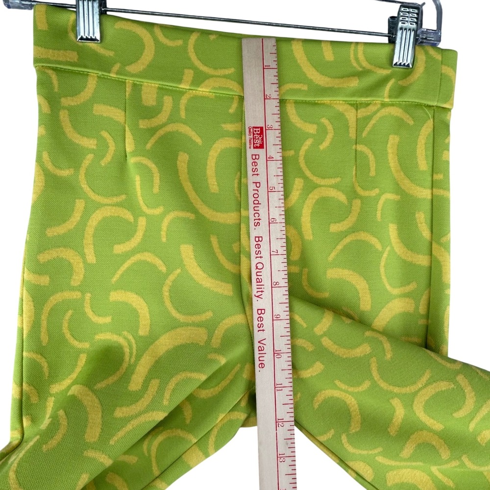 Zara Green Yellow Flared Jacquard Pull On Pant Womens Small 27x33.5 Boho Retro - Picture 3 of 10
